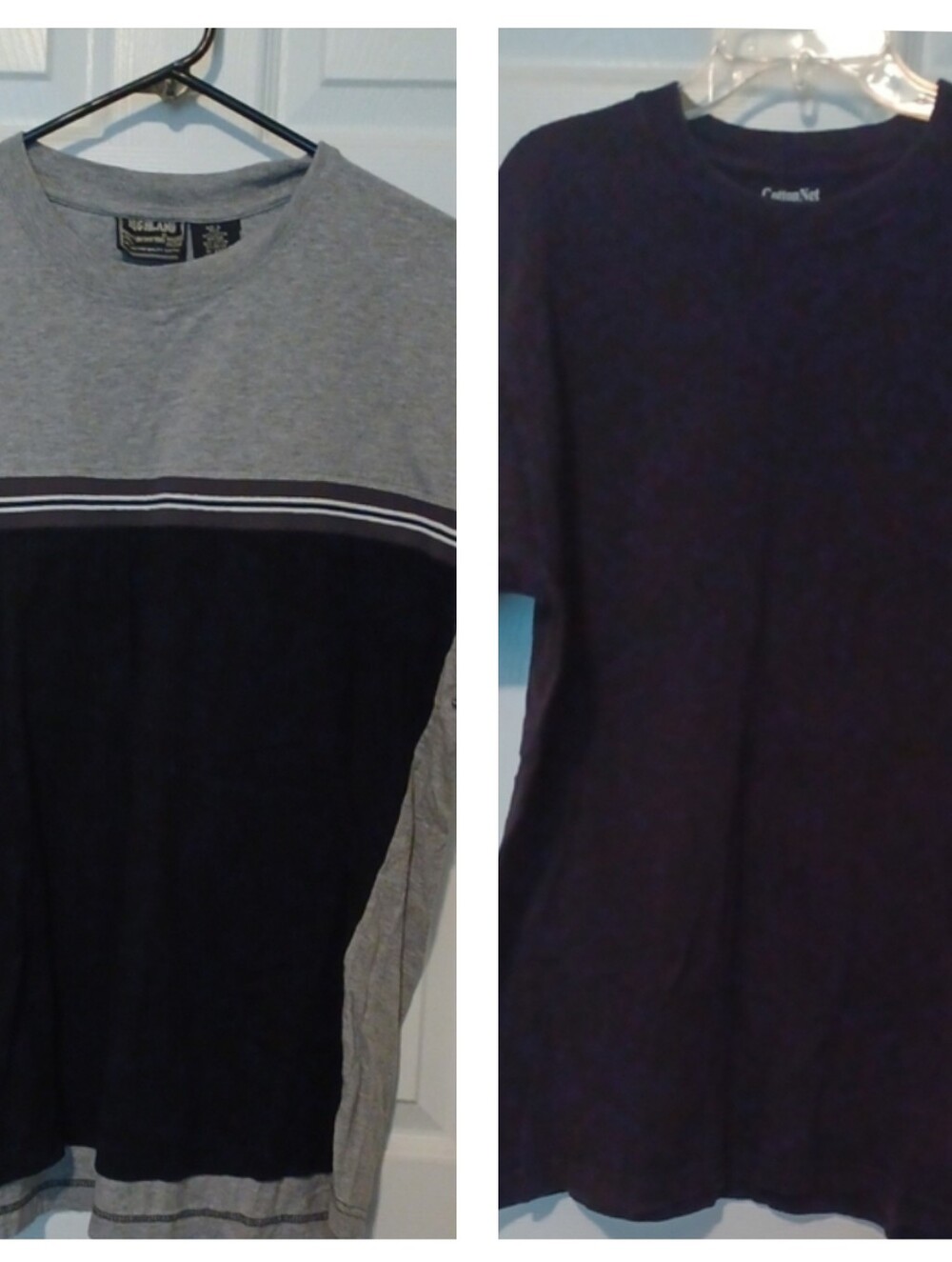 -- Highland Gray and Black Panel Short-Sleeve Crew Tee And CottonNet Tee Size L